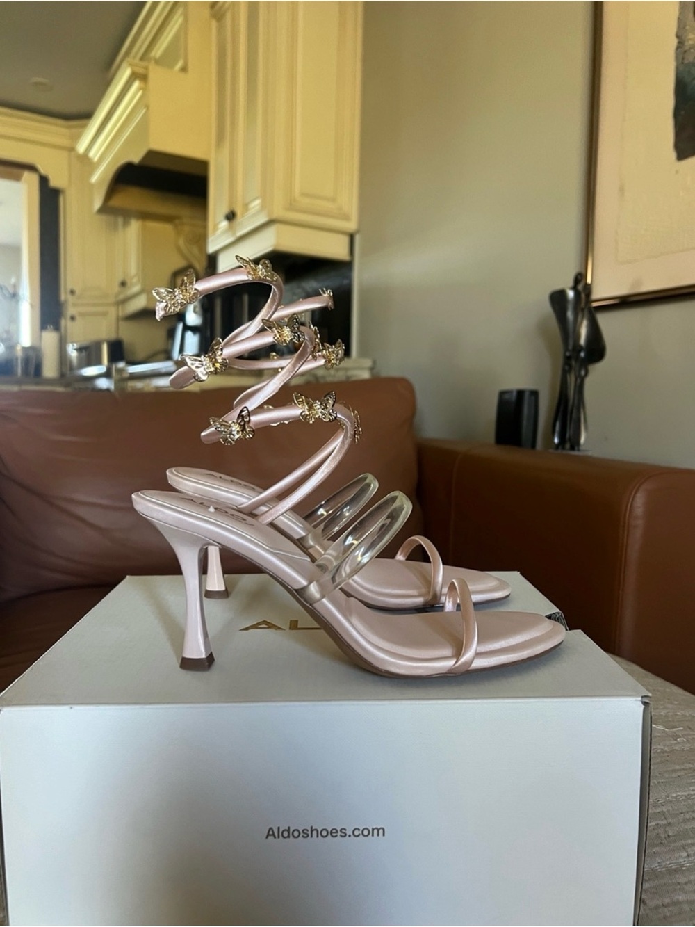 Aldo Blush Pink Spiral Butterfly Heeled Sandals